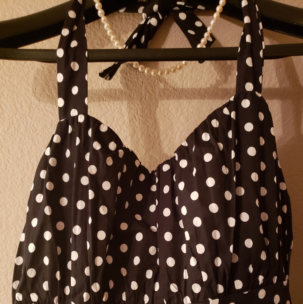 Retro Style Polka Dot Black and White Dress